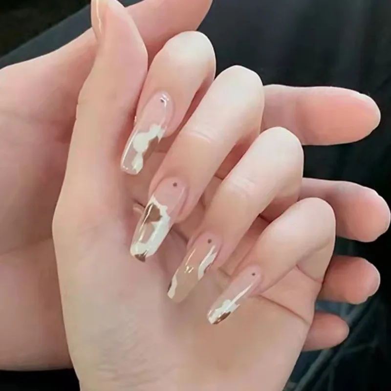 Long Coffin False Nails Art Wearable Press On Fake Nails Tips Nude Dapple 24pcs/box With Wearing Tools As Gift
Long Coffin False Nails Art Wearable Press On Fake Nails Tips Nude Dapple 24pcs/box With Wearing Tools As Gift