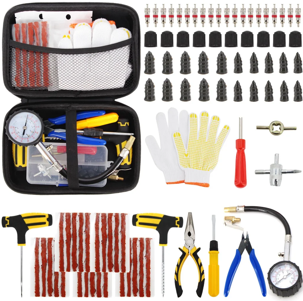 Car Tire Repair Tool Kit Studding Set Auto Bike Puncture Plug Garage Needle Nose Pliers Vacuum Film Nail Screws W/ Storage Case
Car Tire Repair Tool Kit Studding Set Auto Bike Puncture Plug Garage Needle Nose Pliers Vacuum Film Nail Screws W/ Storage Case