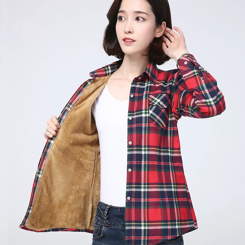 2022 Winter New Women's Fleece Warm Plaid Shirt Style Outerwear Coat Female Velvet Thicke Jacket College Style Woman Clothes
2022 Winter New Women's Fleece Warm Plaid Shirt Style Outerwear Coat Female Velvet Thicke Jacket College Style Woman Clothes