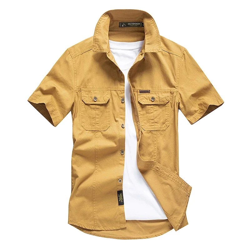 Casual Shirt Men Summer 100% Cotton Breathable Mens Shirts Military Army Solid Short Sleeve Cargo Chemise Homme Plus Size M-4XL
Casual Shirt Men Summer 100% Cotton Breathable Mens Shirts Military Army Solid Short Sleeve Cargo Chemise Homme Plus Size M-4XL