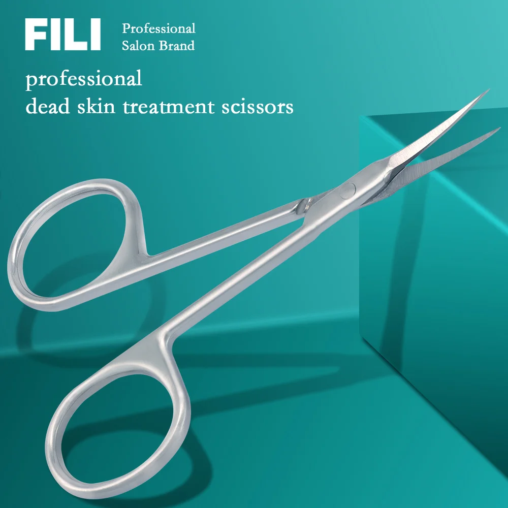 

FILI Stainless Steel Cuticle Scissors Dead Skin Remover For Nails Art Clippers Russian Nail Scissors Manicure Curved Tip Scissor