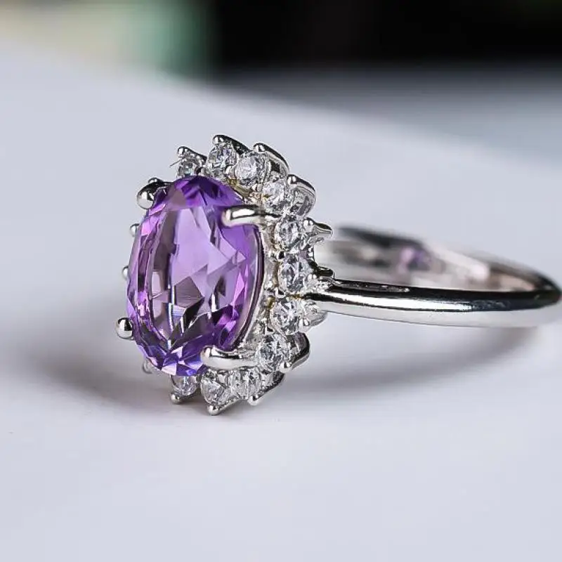 Women Faceted Amethyst Ring 925 Sterling Silver Jewelry Genuine Natural Uruguayan Amethyst Zircon Wedding Rings Adjustable
Women Faceted Amethyst Ring 925 Sterling Silver Jewelry Genuine Natural Uruguayan Amethyst Zircon Wedding Rings Adjustable