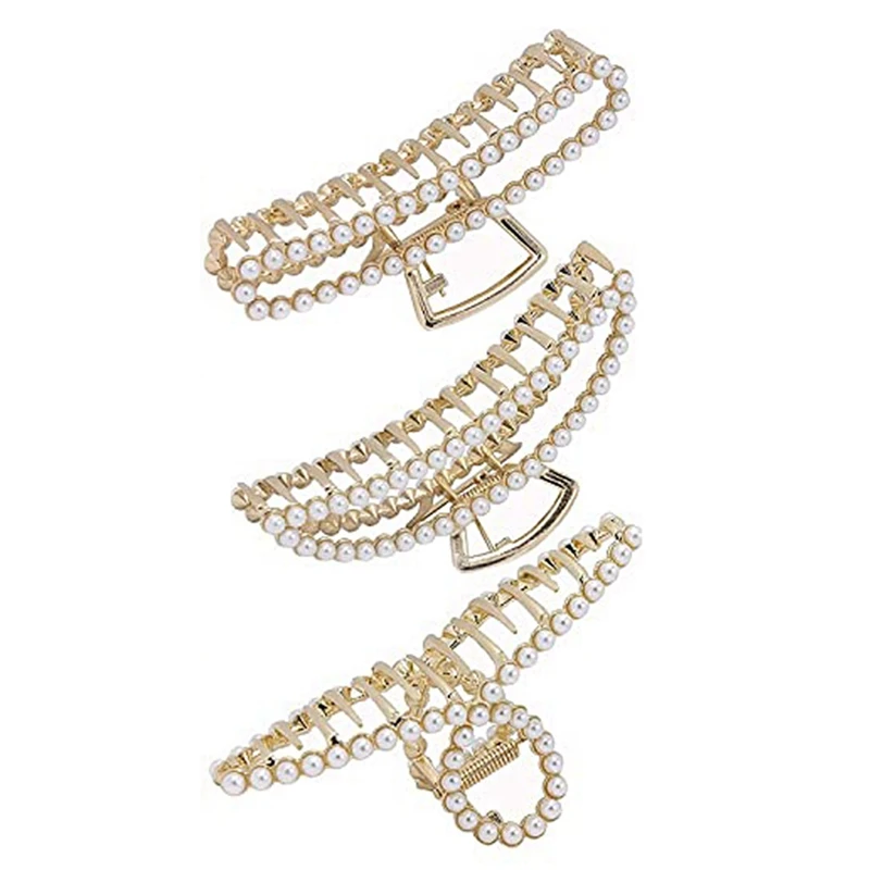 3 Pieces Of Large Metal Pearl Hair Clips, Suitable For Thick Hair, Fashionable Hair Clips 
3 Pieces Of Large Metal Pearl Hair Clips, Suitable For Thick Hair, Fashionable Hair Clips