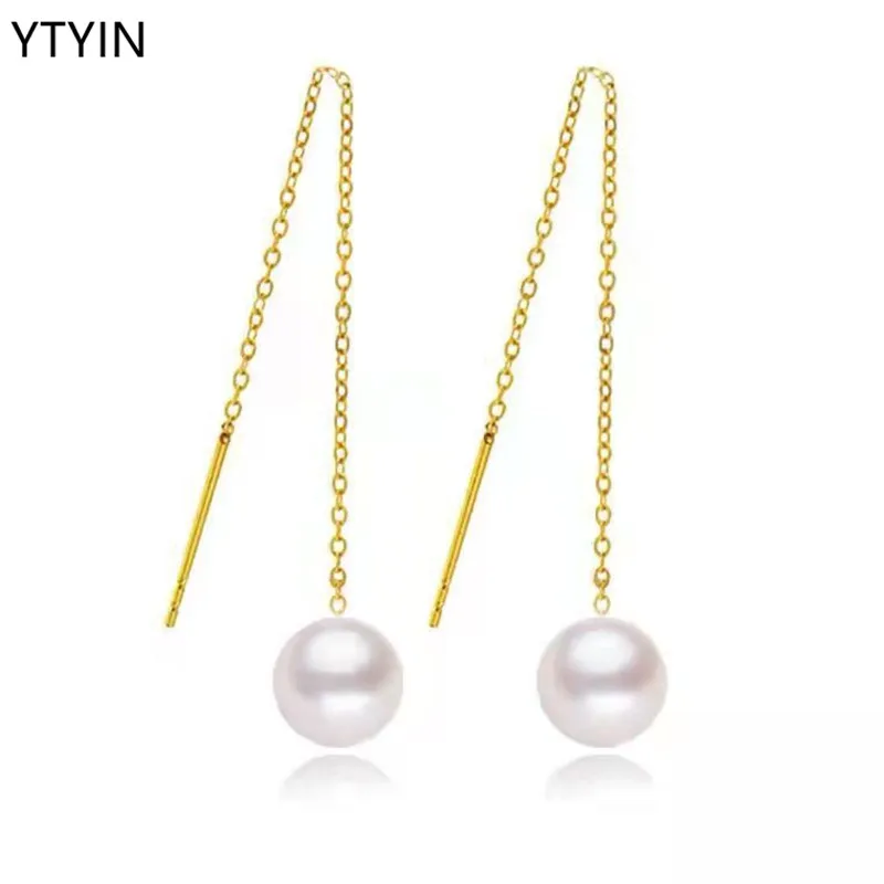 YTYN Real 18K Gold Natural AKOYA Pearl Drop Earrings Pure AU750 Ear Line Simple Tassel Earrings for Women Fine Jewelry
YTYN Real 18K Gold Natural AKOYA Pearl Drop Earrings Pure AU750 Ear Line Simple Tassel Earrings for Women Fine Jewelry