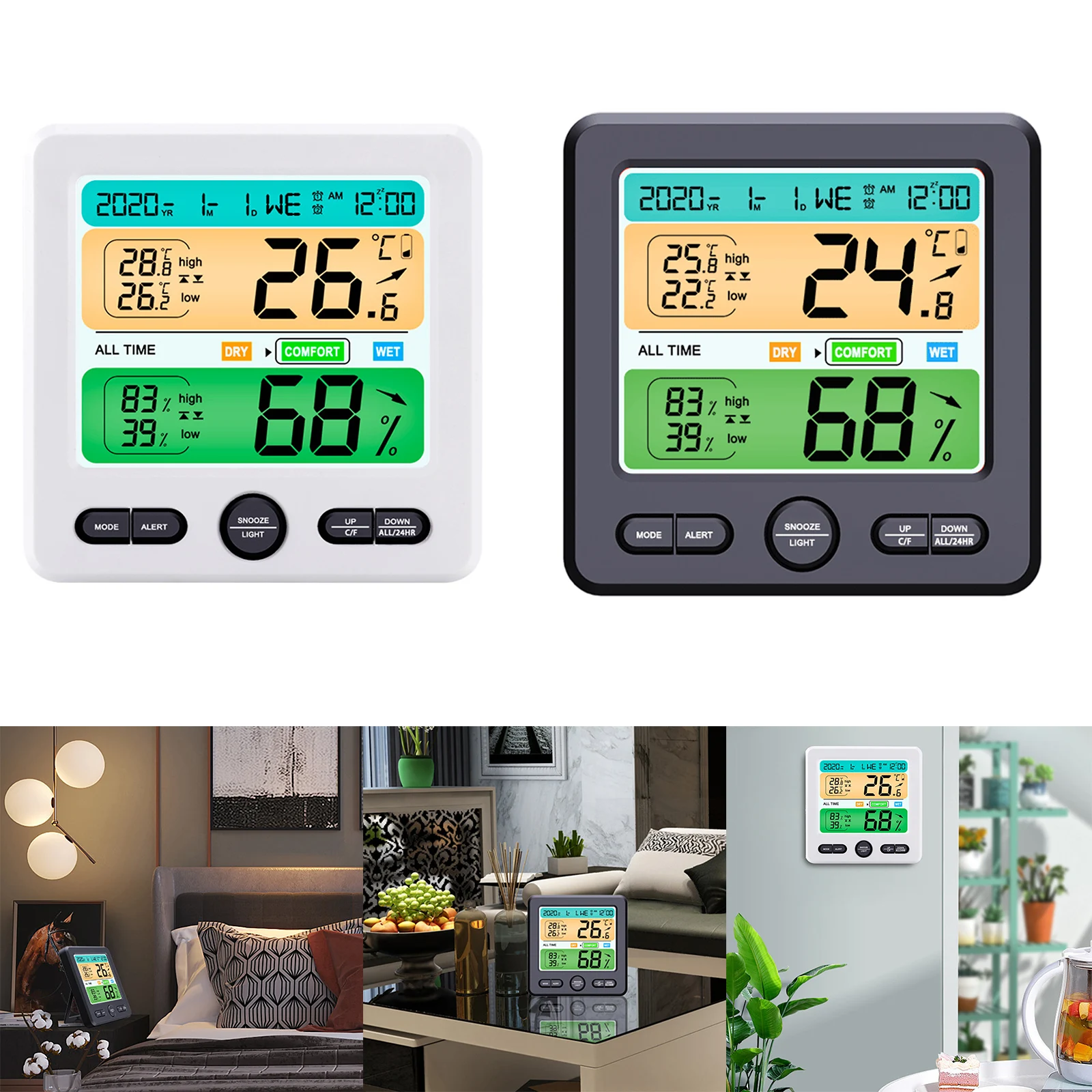 1PC Thermometer Hygrometer Detector Home Indoor Decorations Digital HD Large Screen With Calendar Clock Alarm Prompts
1PC Thermometer Hygrometer Detector Home Indoor Decorations Digital HD Large Screen With Calendar Clock Alarm Prompts