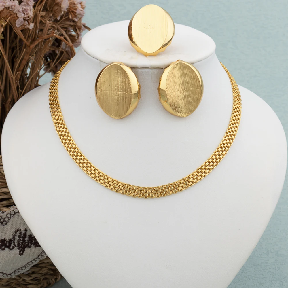 New Arrival Thick Hoop Earrings Ring Necklace Gold Color Jewelry Set with Gift Box for Women Lady Girl Handmade Chain Jewerlry
New Arrival Thick Hoop Earrings Ring Necklace Gold Color Jewelry Set with Gift Box for Women Lady Girl Handmade Chain Jewerlry