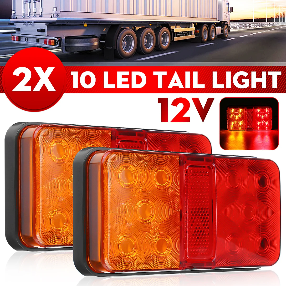 2PCS 12V LED Tail Light Taillight Turn Signal Indicator Stop Lamp Rear Brake Light for Car Truck Trailer Caravan
2PCS 12V LED Tail Light Taillight Turn Signal Indicator Stop Lamp Rear Brake Light for Car Truck Trailer Caravan