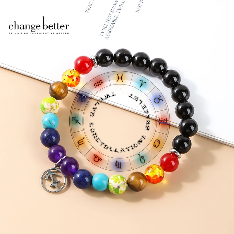 Change Better Seven Chakras 12 Constellations Charm Bracelet Men Women Trendy Natural Beads Reiki Healing Yoga Energy Bangles 
Change Better Seven Chakras 12 Constellations Charm Bracelet Men Women Trendy Natural Beads Reiki Healing Yoga Energy Bangles