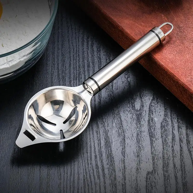Egg Yoke Separator Metal Egg Strainer Egg White Separating Tool Stainless Steel Egg-cracking Design Egg Divider For Cooking
Egg Yoke Separator Metal Egg Strainer Egg White Separating Tool Stainless Steel Egg-cracking Design Egg Divider For Cooking
