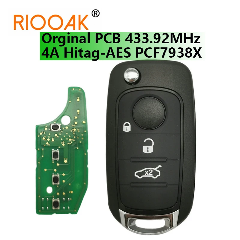 433.92FSK 4A Hitag-AES Chip Use Orginal Factory PCB Flip Smart Key Car Remote Key For Fiat 500X Egea Tipo 2016-2018
433.92FSK 4A Hitag-AES Chip Use Orginal Factory PCB Flip Smart Key Car Remote Key For Fiat 500X Egea Tipo 2016-2018