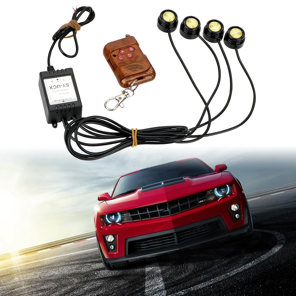 4 In 1 LED Car Eagle Eye Light DRL Mode/one-flash/two-by-two Strobe/4 Full Strobes With Wireless Remote Control Car Accessory
4 In 1 LED Car Eagle Eye Light DRL Mode/one-flash/two-by-two Strobe/4 Full Strobes With Wireless Remote Control Car Accessory
