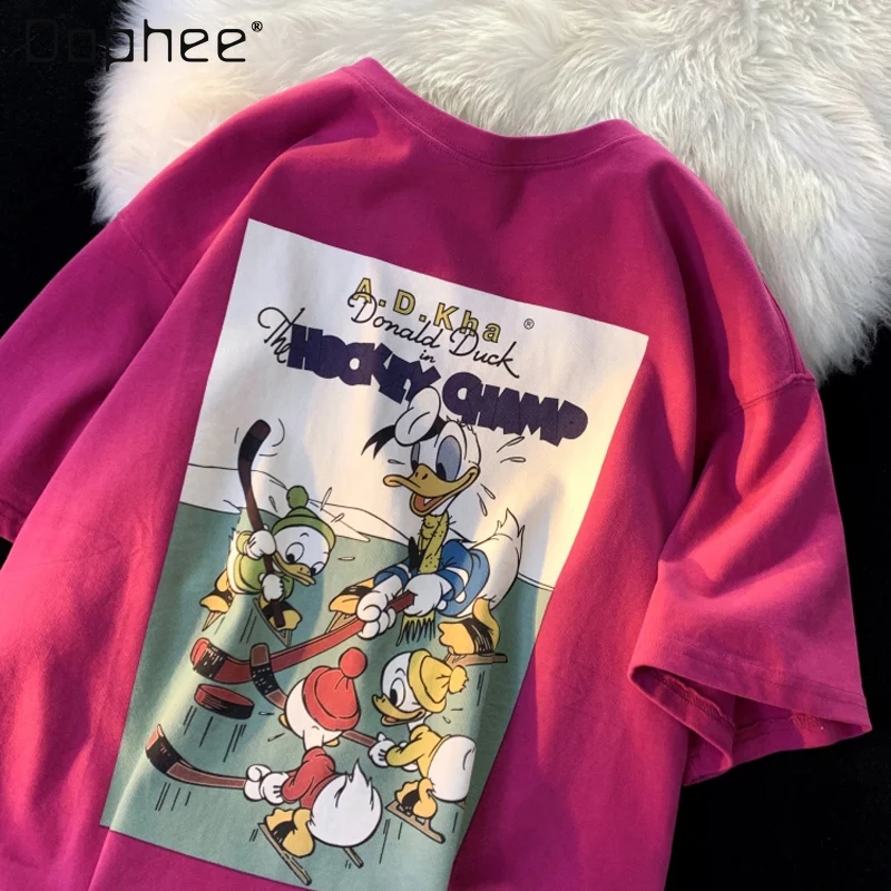 Cartoon Printed Short Sleeve T-shirt women 2022 Summer Oversize Couple Female Student Half Sleeve round Neck Pullover Tee top 
Cartoon Printed Short Sleeve T-shirt women 2022 Summer Oversize Couple Female Student Half Sleeve round Neck Pullover Tee top