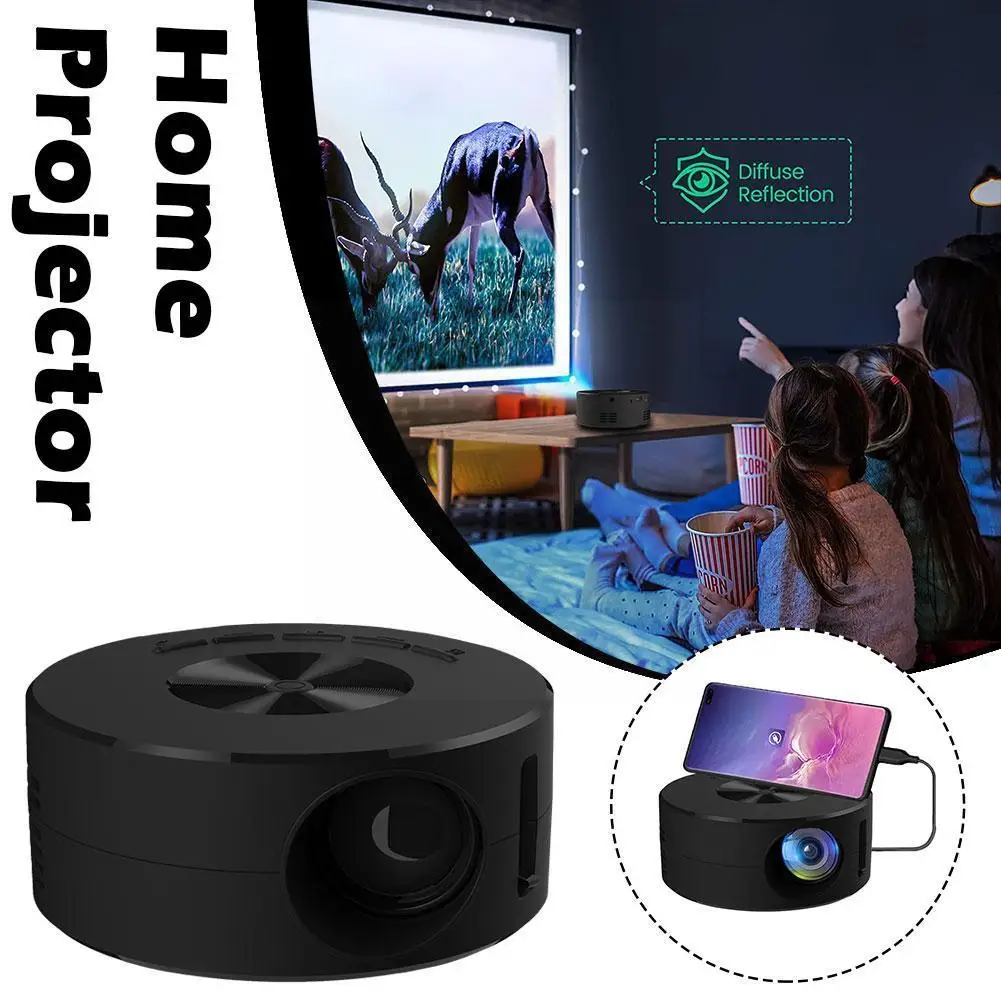 

Светодиодный мобильный видеопроектор YT200, домашний кинотеатр, медиаплеер, подарок для детей, кинотеатр, проводной проектор с одинаковым экраном для iPhone и R5K8