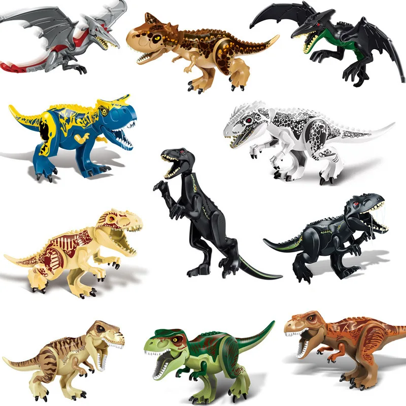 

Сборные строительные блоки, игрушки, большой размер, динозавр, мир, Трицератопс, тираннозавр, Детские модели животных, кирпичи, игрушки для м...