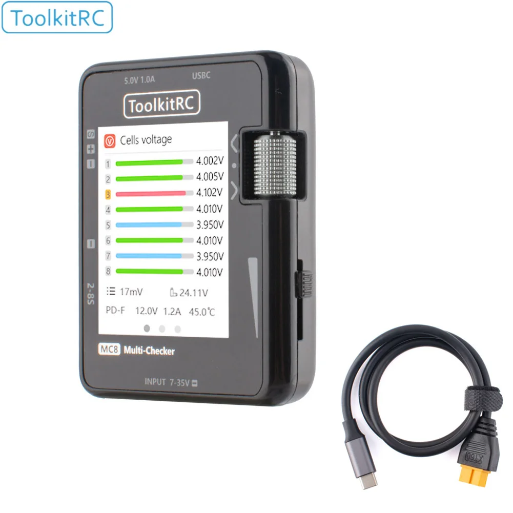 ToolkitRC MC8 Mini Size Cell checker 32 Bit Battery Multi-Checker PWM Output PPM SBUS Readout With USB-C Fast Charging
ToolkitRC MC8 Mini Size Cell checker 32 Bit Battery Multi-Checker PWM Output PPM SBUS Readout With USB-C Fast Charging