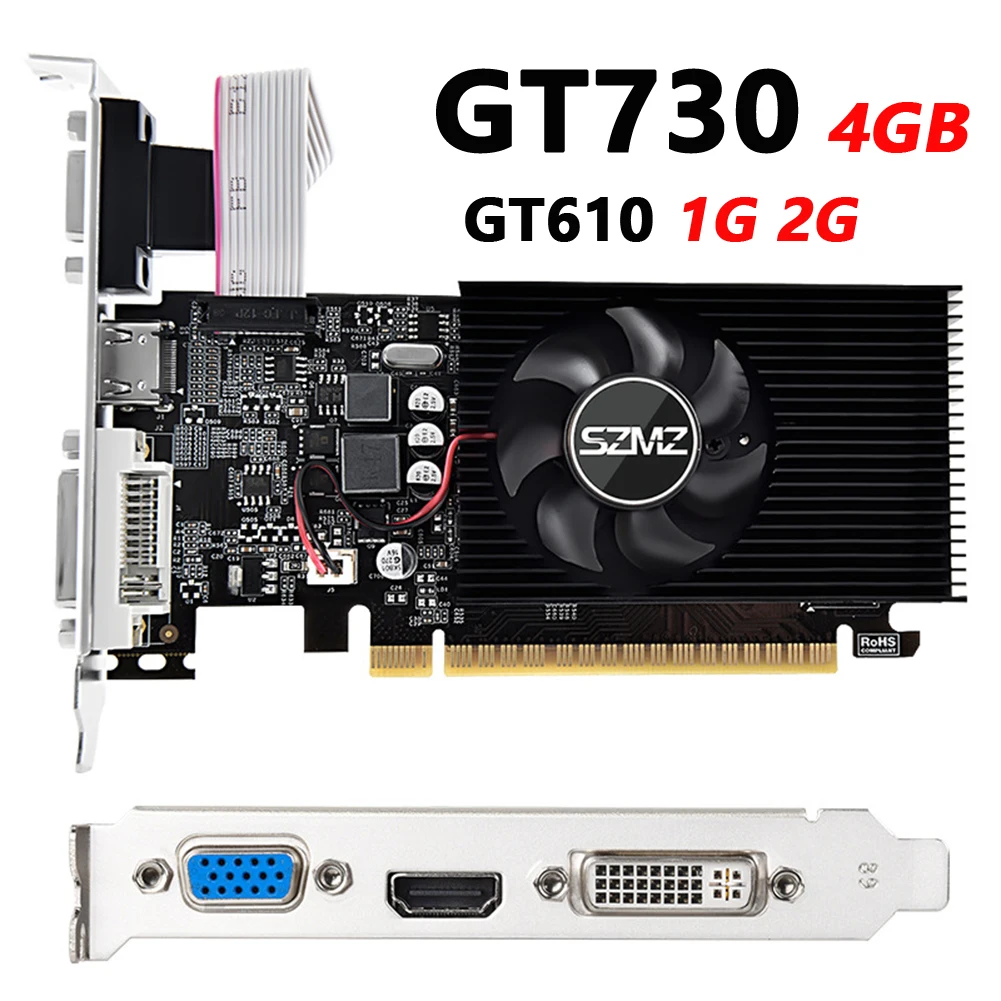 

GT730 4GB DDR3 128Bit Graphics Card with HDMI VGA DVI Port PCI-E2.0 16X Computer Graphics Video Card GT610 1G 2G for Office/Home