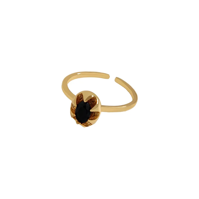 

Маленькое и Роскошное дизайнерское женское кольцо с минималистичной геометрической Овальной Черной искусственной серебряной вставкой