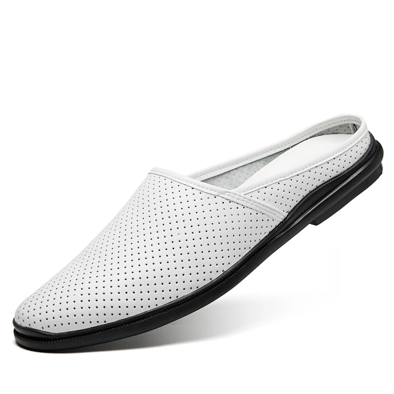 Мюли мужские кожаные, повседневные лоферы, без застежки, плоская подошва, дышащая Уличная обувь, летние шлепанцы, большие размеры
Мюли мужские кожаные, повседневные лоферы, без застежки, плоская подошва, дышащая Уличная обувь, летние шлепанцы, большие размеры