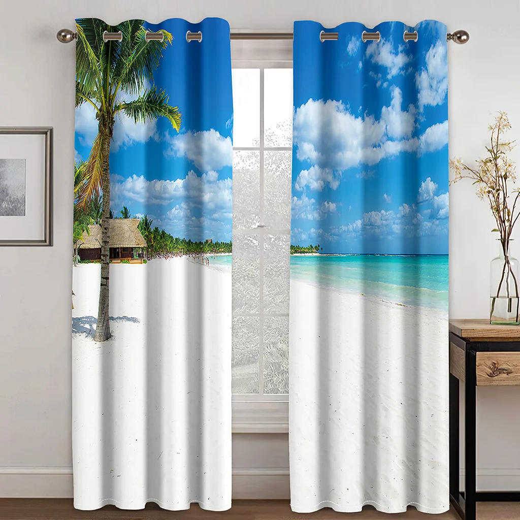 Затемняющие шторы для гостиной и спальни с морским пейзажем 50%, 3D Декоративные люверсы, оконные шторы, домашний пейзаж, 2 шт., голубые
Затемняющие шторы для гостиной и спальни с морским пейзажем 50%, 3D Декоративные люверсы, оконные шторы, домашний пейзаж, 2 шт., голубые