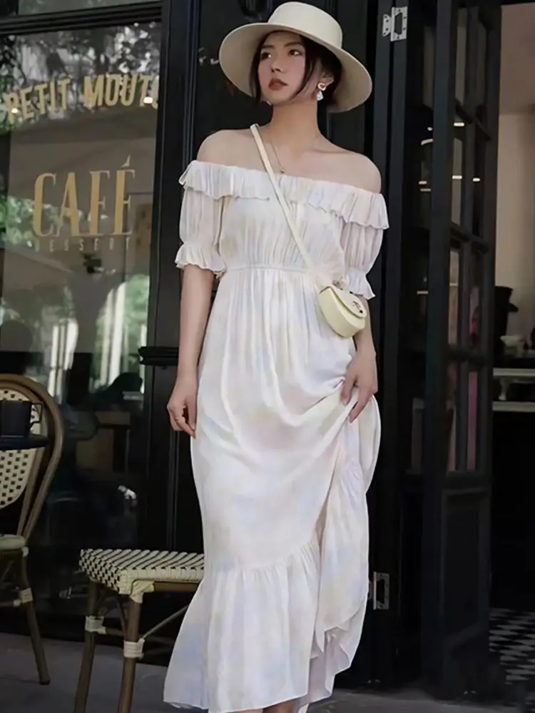 Новинка лета 2022, женское длинное платье Miaxi с открытыми плечами, оборками и коротким рукавом
Новинка лета 2022, женское длинное платье Miaxi с открытыми плечами, оборками и коротким рукавом