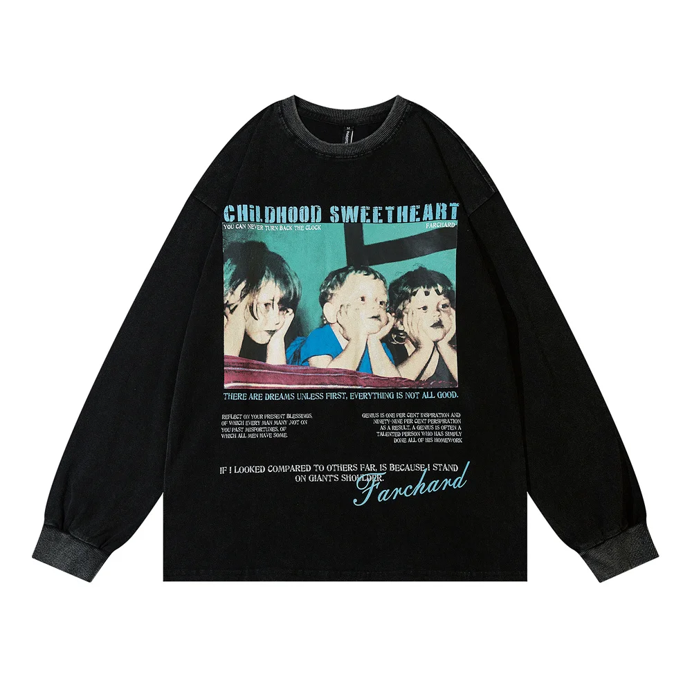 Men Hip Hop Washed Long Sleeve Tshirt Streetwear Children Graphic T-Shirt Fashion Harajuku T Shirt Cotton Tops Tees Black Unisex
Men Hip Hop Washed Long Sleeve Tshirt Streetwear Children Graphic T-Shirt Fashion Harajuku T Shirt Cotton Tops Tees Black Unisex