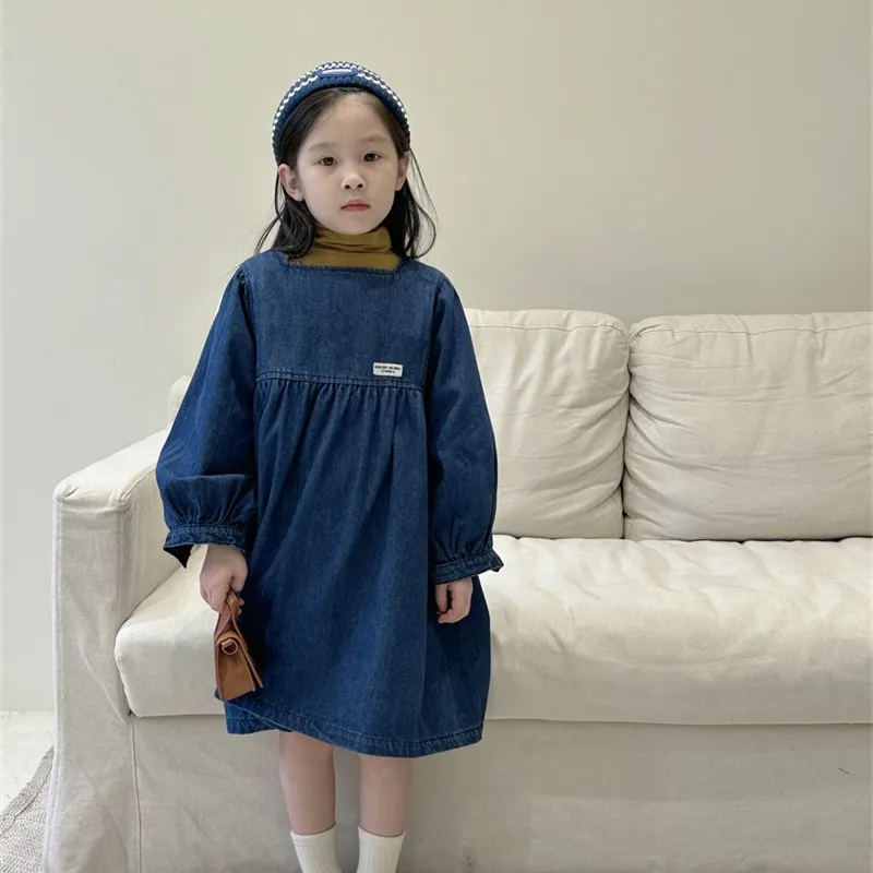 kids dress girl clothes Denim colored girl's long sleeved dress Loose autumn dress
kids dress girl clothes Denim colored girl's long sleeved dress Loose autumn dress