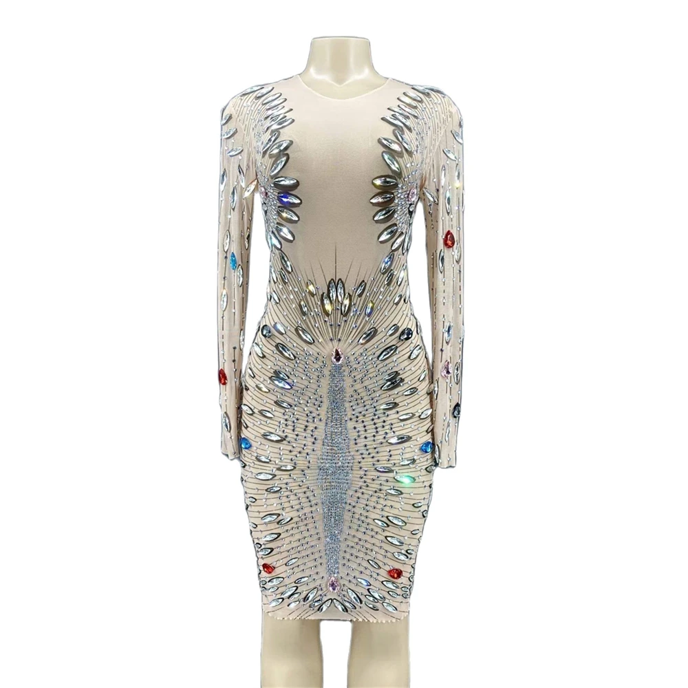 Shining Rhinestones Sequins Sexy Women Sheath Dress Evening Ballroom Party Clothing Stage Dance Singer Costume Nightclub Wear
Shining Rhinestones Sequins Sexy Women Sheath Dress Evening Ballroom Party Clothing Stage Dance Singer Costume Nightclub Wear