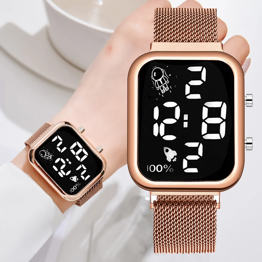 New LED Electronic Watches Fashion Watch For Women Rose Gold Mesh Magnet Digital Fashion Wristwatch Ladies Wrist Watches
New LED Electronic Watches Fashion Watch For Women Rose Gold Mesh Magnet Digital Fashion Wristwatch Ladies Wrist Watches