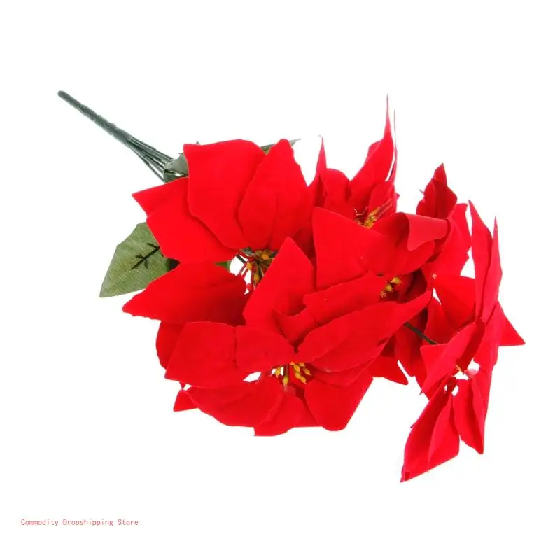 

Искусственные шелковые цветы Пуансеттии Центральный букет Рождественский домашний декор