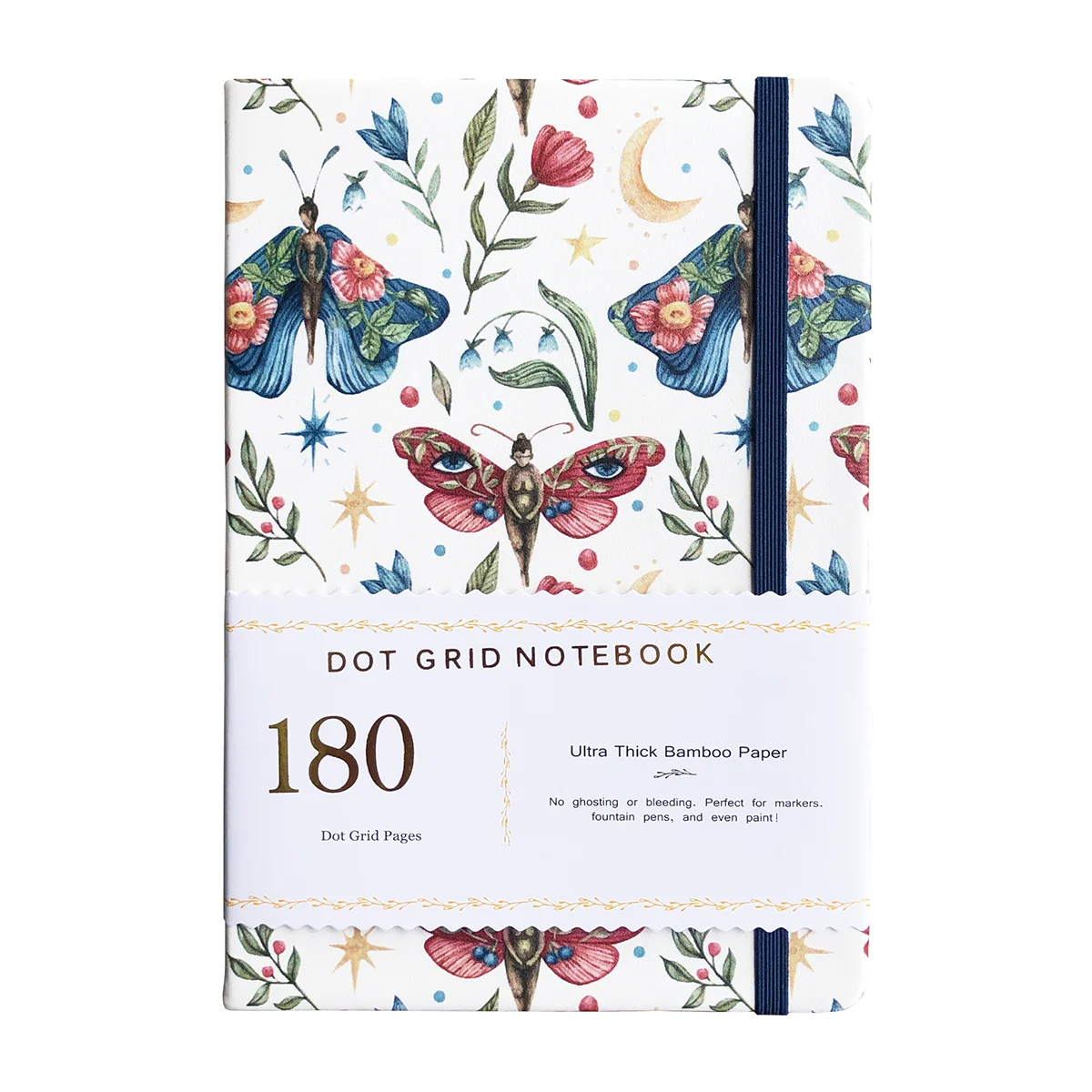 

160 Hardcover Grid Mysterious Blossom Bamboo Notebook Paper Journal Dot Pages Dotted Bullet Leather Butterfly