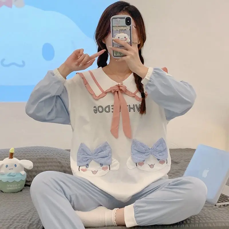 Sanrios Kawaii аниме Cinnamoroll милые Мультяшные пижамы женские весенние и осенние с длинными рукавами из хлопка
Sanrios Kawaii аниме Cinnamoroll милые Мультяшные пижамы женские весенние и осенние с длинными рукавами из хлопка