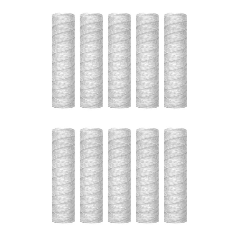 

10Pc 20 Micrometre 10X2.5 Inch String Wound Sediment Water Filter,Whole House Sediment Filtration, For RO Unit