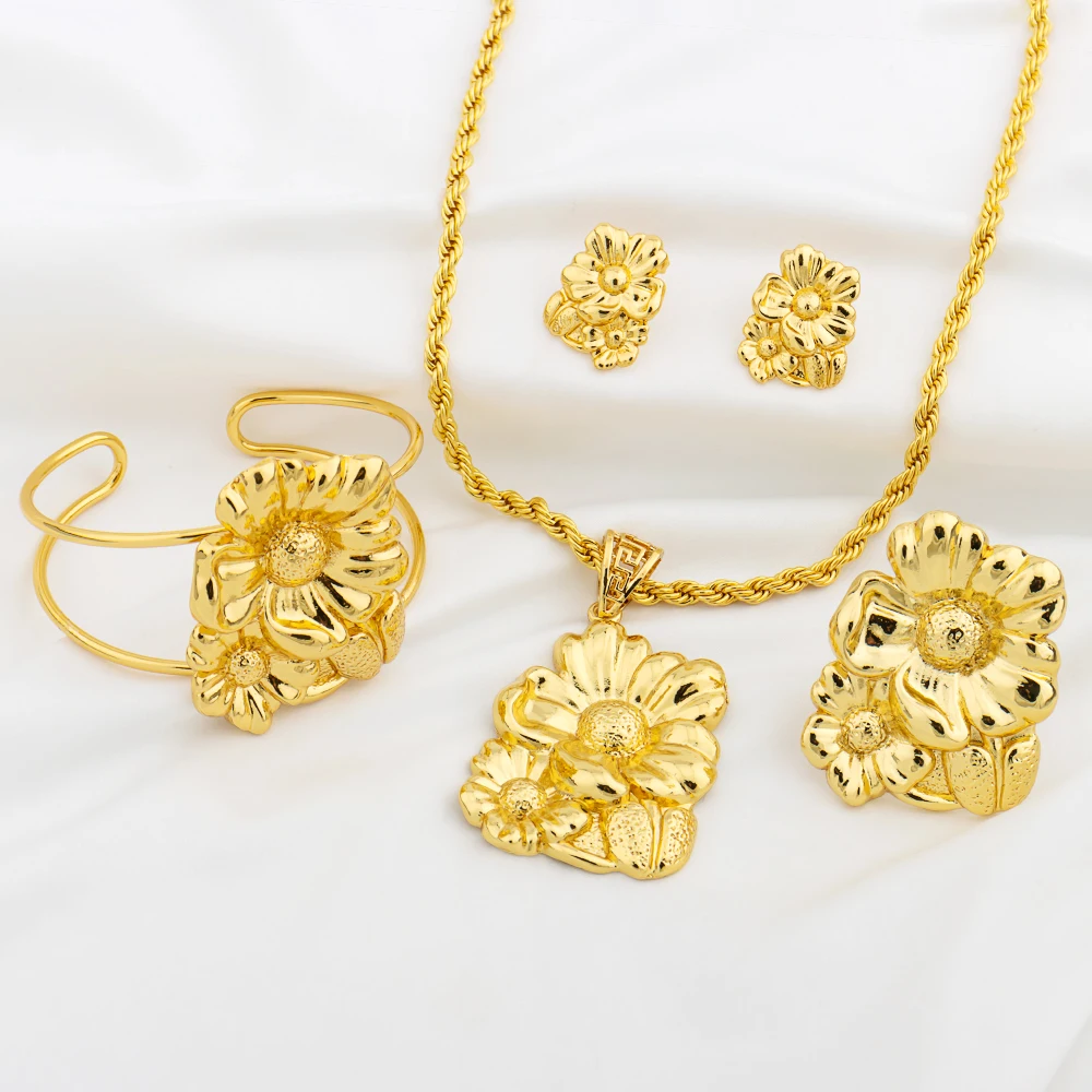 YM Dubai Gold Color Jewelry Sets For Women African Party Wedding Gifts Copper Necklace Bracelet Earrings Ring Flower Pendant
YM Dubai Gold Color Jewelry Sets For Women African Party Wedding Gifts Copper Necklace Bracelet Earrings Ring Flower Pendant