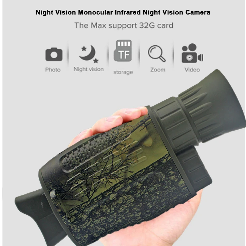 

NV1000 5X цифровой зум ночное видение Монокуляр инфракрасная камера ночного видения 9 языков 200 м полный Темный обзор расстояние для охоты