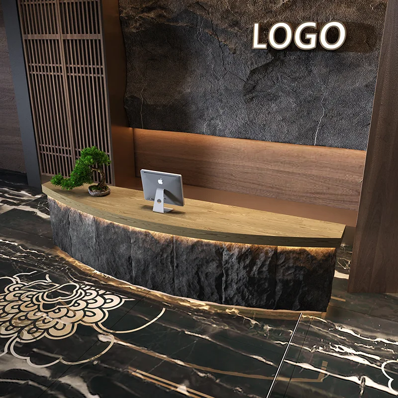 Commercial furniture New Chinese style cashier arc bar reception desk clubhouse front desk high-end reception desk
Commercial furniture New Chinese style cashier arc bar reception desk clubhouse front desk high-end reception desk