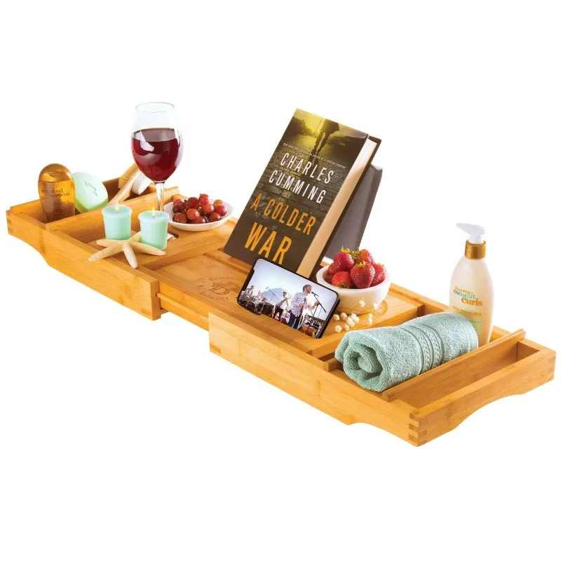 Luxury Bamboo Bathtub Caddy Tray, Expandable Sides Bath Caddy Tray (Book, Wine, Glass, Cell Phone Holder)
Luxury Bamboo Bathtub Caddy Tray, Expandable Sides Bath Caddy Tray (Book, Wine, Glass, Cell Phone Holder)