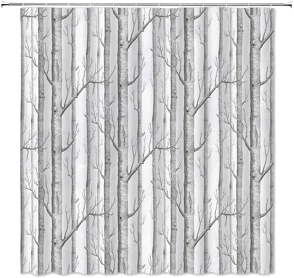 

Абстрактная лесовая душевая занавеска s, простой принт деревьев, декор для ванной комнаты, креативный шторка для ванной комнаты с крючками