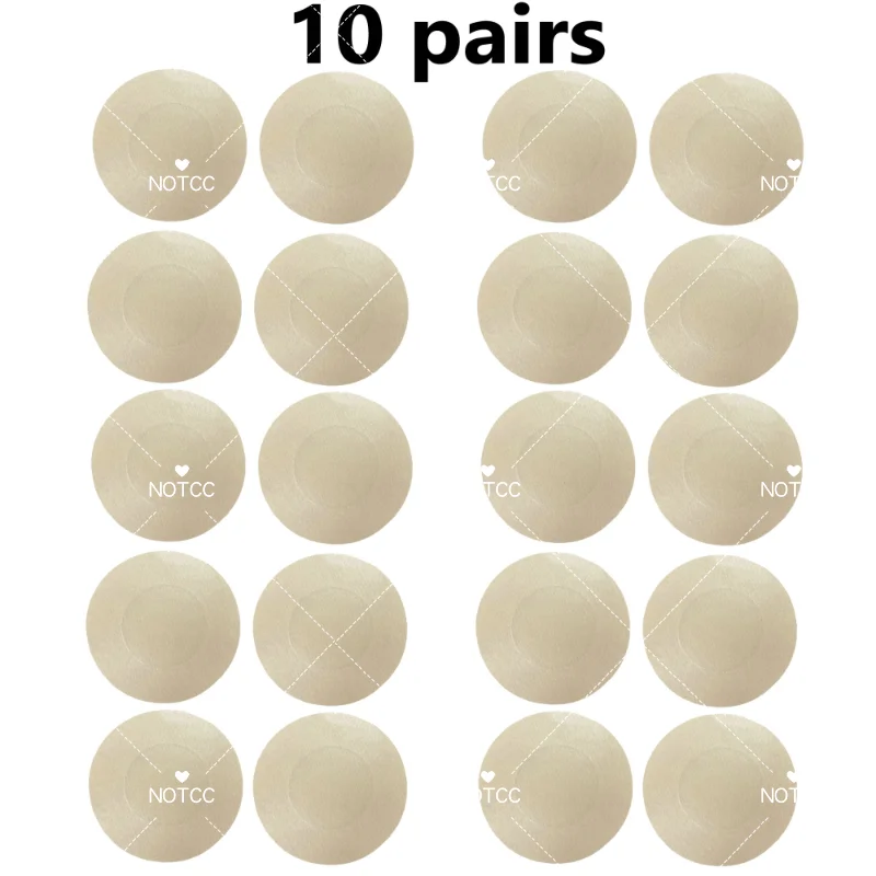 

NOTCC 10 Pairs Nude Color Women's Satin Self Adhesive Boob Sticker Circle Invisible Nipple Covers Disposable Nipple Pasties