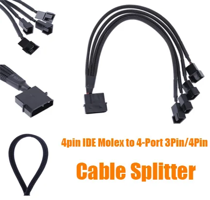 4pin IDE Molex to 4-Port 3Pin/4Pin Power Supply Cable Sleeved Cooling Fan Splitter Black Power Cord Plug Cooler Wire for PC
4pin IDE Molex to 4-Port 3Pin/4Pin Power Supply Cable Sleeved Cooling Fan Splitter Black Power Cord Plug Cooler Wire for PC