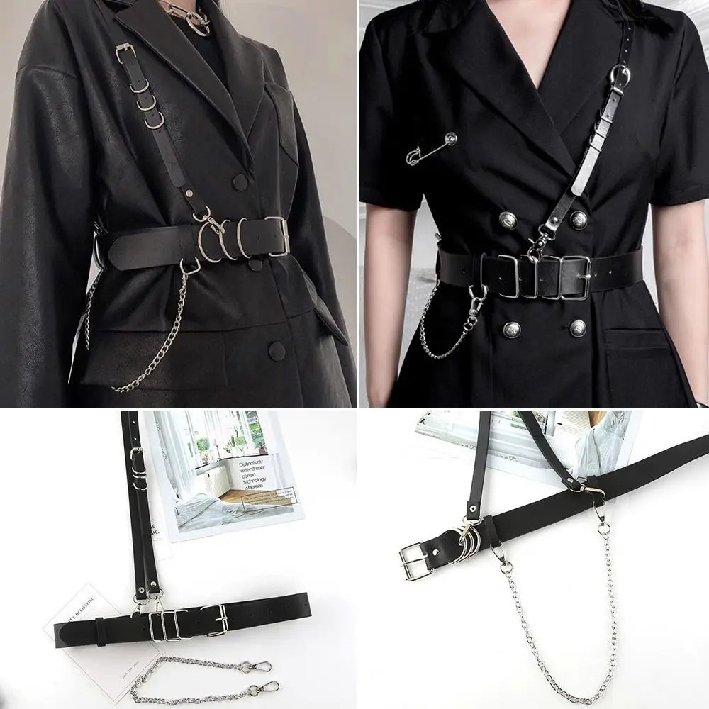 

Women Ladies Nightclub Casual Ladies Dress Cummerbands Gothic Harness Belt Cage Vest Body Strap Leather Punk Waistband