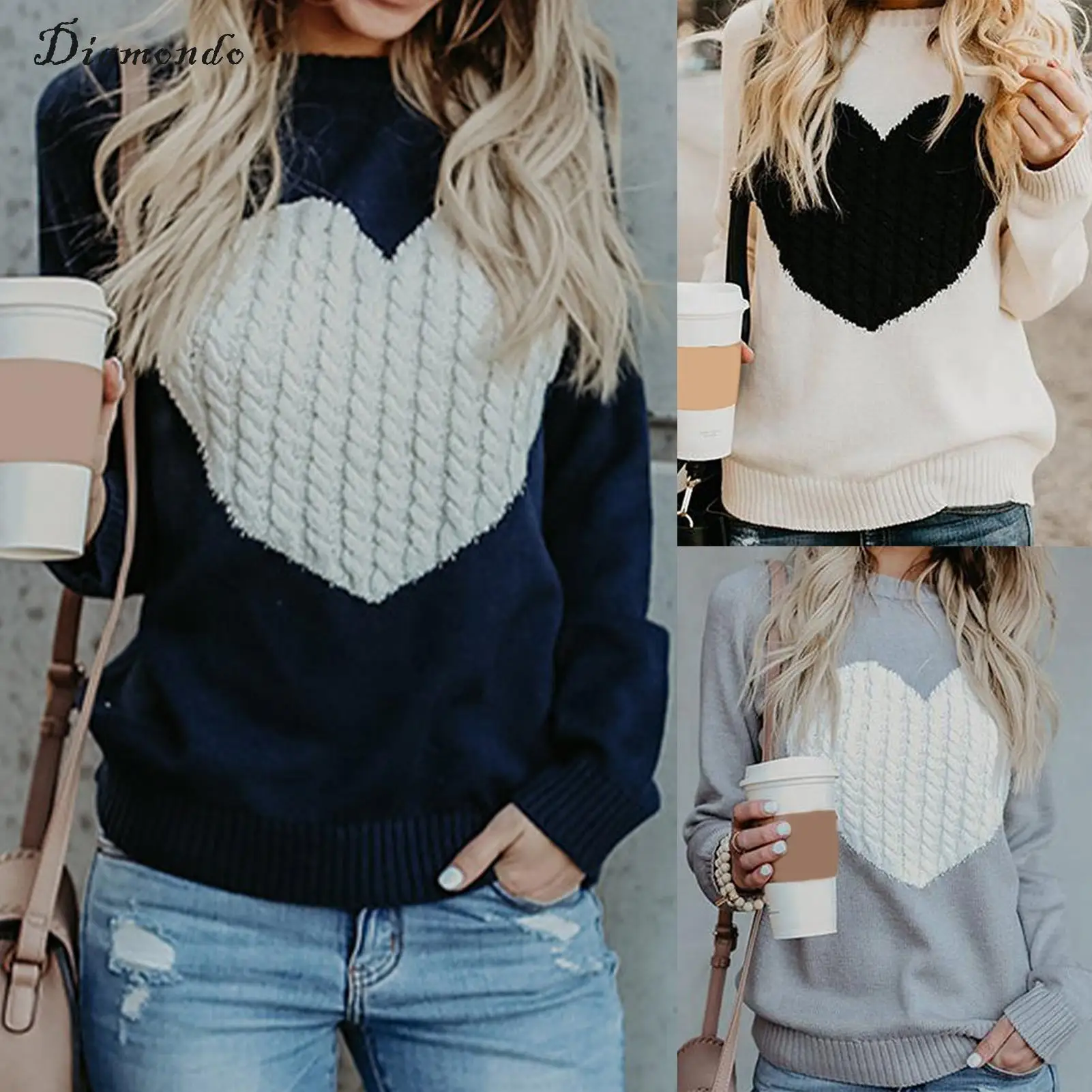 Women Heart Patchwork Jumper Cozy Cable Knitted Pullover Sweater Tops Casual Cute Lounge Jumper Tops
Women Heart Patchwork Jumper Cozy Cable Knitted Pullover Sweater Tops Casual Cute Lounge Jumper Tops