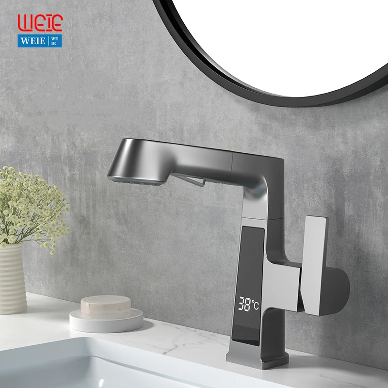 Gun grey Faucet Bathroom Basin Tap with Digital Display Water Power Pull Out Sink Taps Hydroelectric Power Generation Display
Gun grey Faucet Bathroom Basin Tap with Digital Display Water Power Pull Out Sink Taps Hydroelectric Power Generation Display