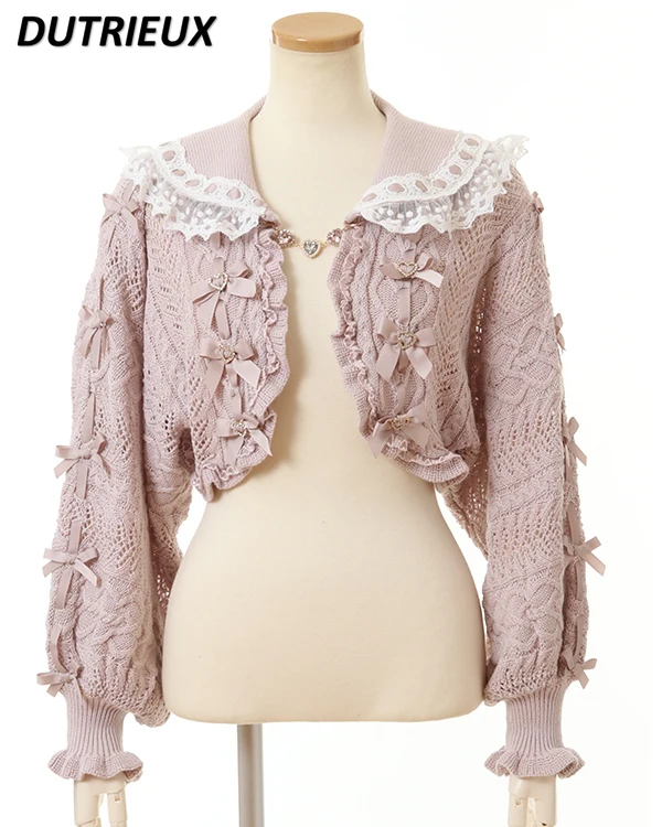 Japanese Style Women Cardigan Jacket Mine Mass-Produced Cardigan Sweater Crocheted Bow Batwing Sleeve Rhinestone Knitted Coat
Japanese Style Women Cardigan Jacket Mine Mass-Produced Cardigan Sweater Crocheted Bow Batwing Sleeve Rhinestone Knitted Coat