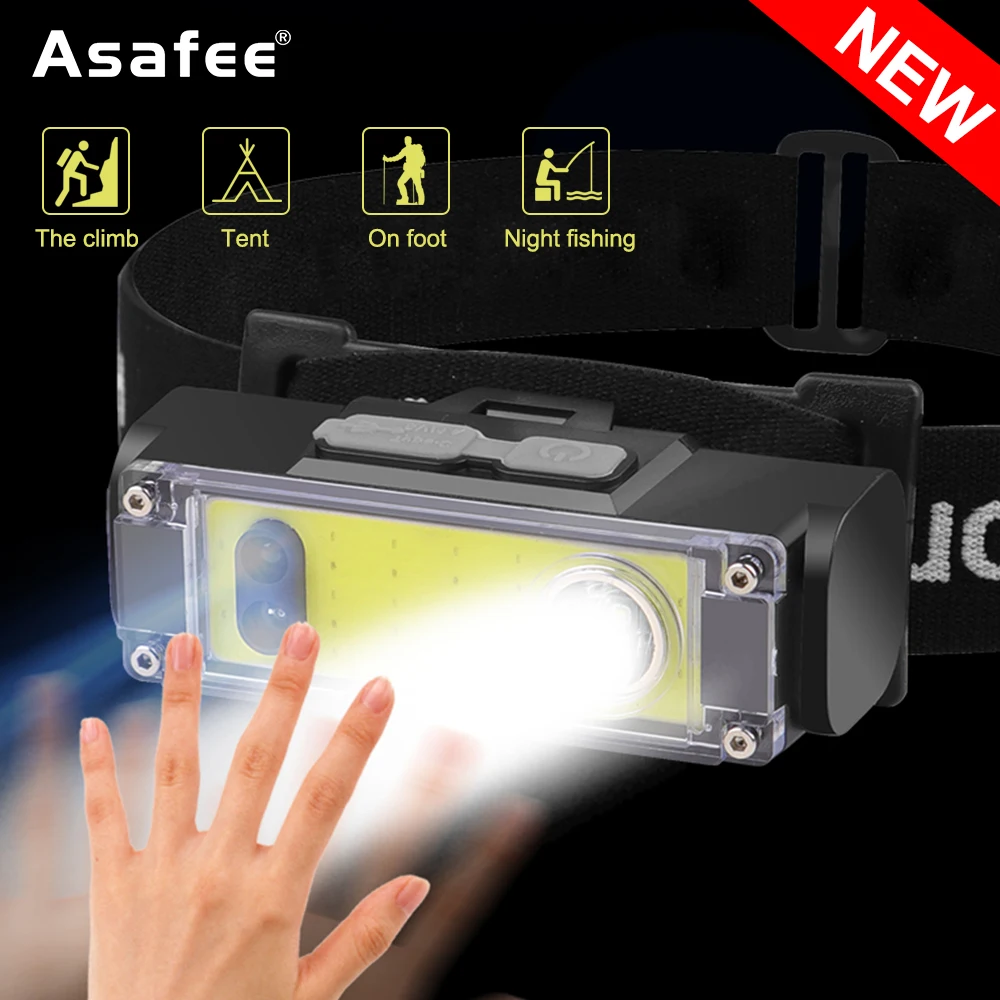 

Asafee T124 XPE+COB Headlamp 400LM High Power Torch Type-C Rechargeable Waterproof Night Running Camping Hunting Head Llight