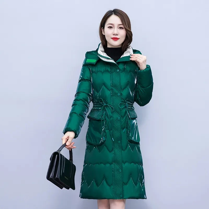 

Winter Glossy Down Cotton Jacket For Women Clothing 2023 New Winter Stylish Hooded Coats Female Zipper Parkas Overcoats AC830