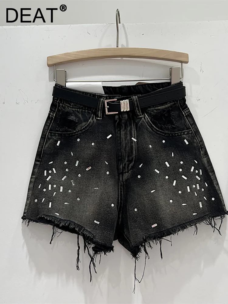DEAT Women's Denim Shorts High Waist Hot Fix Rhinestone Burrs Belt Patchwork Black Short Pants 2023 Summer New Fashion 29L2135
DEAT Women's Denim Shorts High Waist Hot Fix Rhinestone Burrs Belt Patchwork Black Short Pants 2023 Summer New Fashion 29L2135