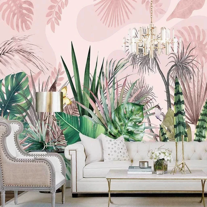 

Custom 3D Photo Wallpaper Nordic Fresh Tropical Plant Leaves Mural Wallpapers Living Room Bedroom Background Home Decor Poster