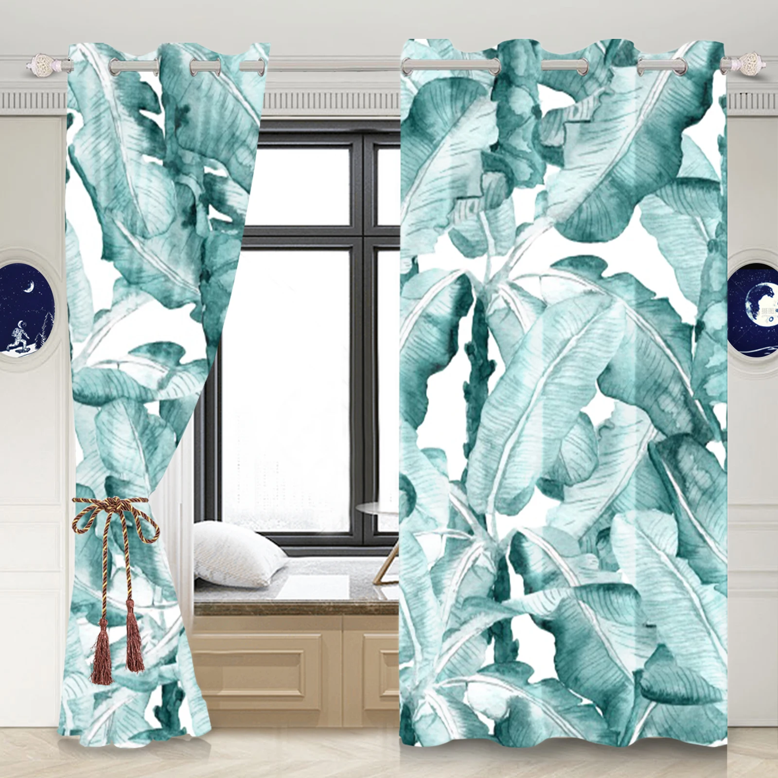 Tropical Rain Forest Bedroom curtains Green Plant Leaves Painting Curtains Living Room Bedroom Blackout Perforated Drapes
Tropical Rain Forest Bedroom curtains Green Plant Leaves Painting Curtains Living Room Bedroom Blackout Perforated Drapes