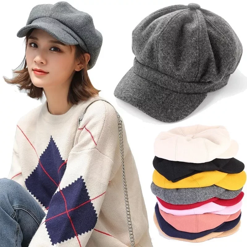 Girls Beret Hats Solid Color Wool Blended Octagonal Newsboy Caps Cool Street Brim Hat Women Wool Berets Outdoor Street 
Girls Beret Hats Solid Color Wool Blended Octagonal Newsboy Caps Cool Street Brim Hat Women Wool Berets Outdoor Street