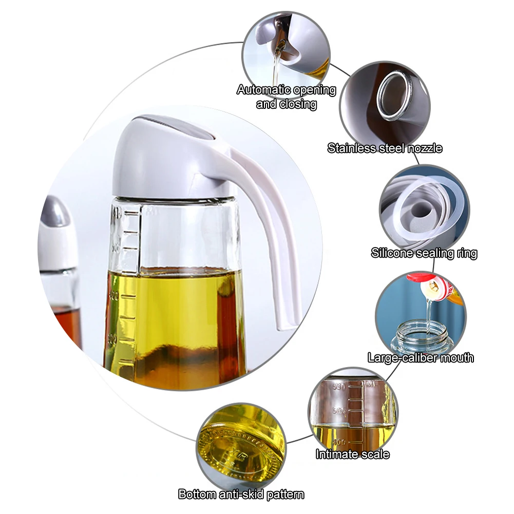 300ml/630ml Auto Open Oil Dispenser Bottle Oil Bottle Glass Oil Jug with Automatic Cap Leakproof Oil Jar for Kitchen Cooking
300ml/630ml Auto Open Oil Dispenser Bottle Oil Bottle Glass Oil Jug with Automatic Cap Leakproof Oil Jar for Kitchen Cooking